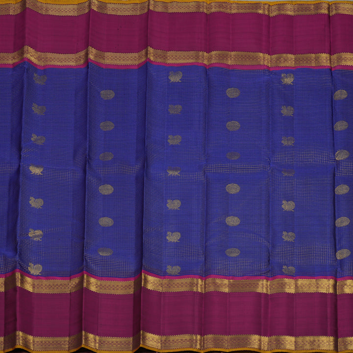Hayagrivas Handloom Royal Blue Kanjivaram Silk Saree with Wine Purple Border BE366-SBS