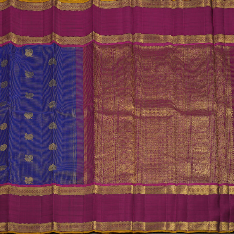 Hayagrivas Handloom Royal Blue Kanjivaram Silk Saree with Wine Purple Border BE366-SBS