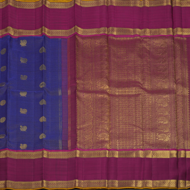Hayagrivas Handloom Royal Blue Kanjivaram Silk Saree with Wine Purple Border BE366-SBS