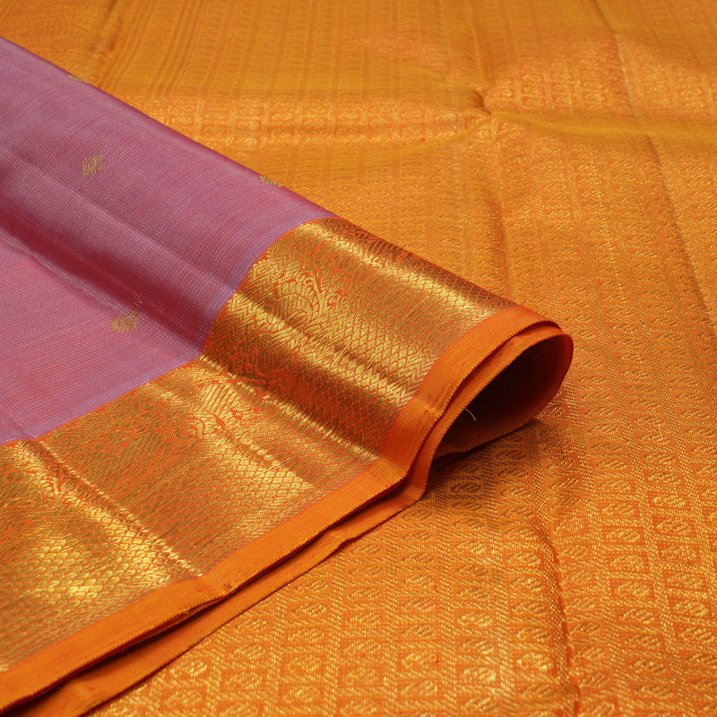 Hayagrivas Handloom Rose Pink Kanjivaram Silk Saree with Orange Border BE368-SBS