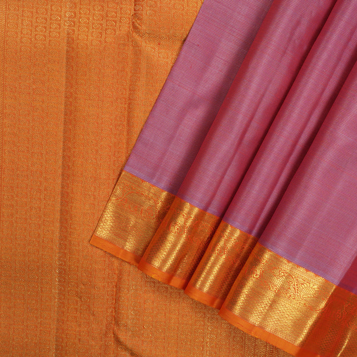 Hayagrivas Handloom Rose Pink Kanjivaram Silk Saree with Orange Border BE368-SBS