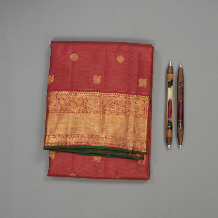 Hayagrivas Handloom Maroon Ten Yards Kanjivaram Silk Saree BE371-SBS