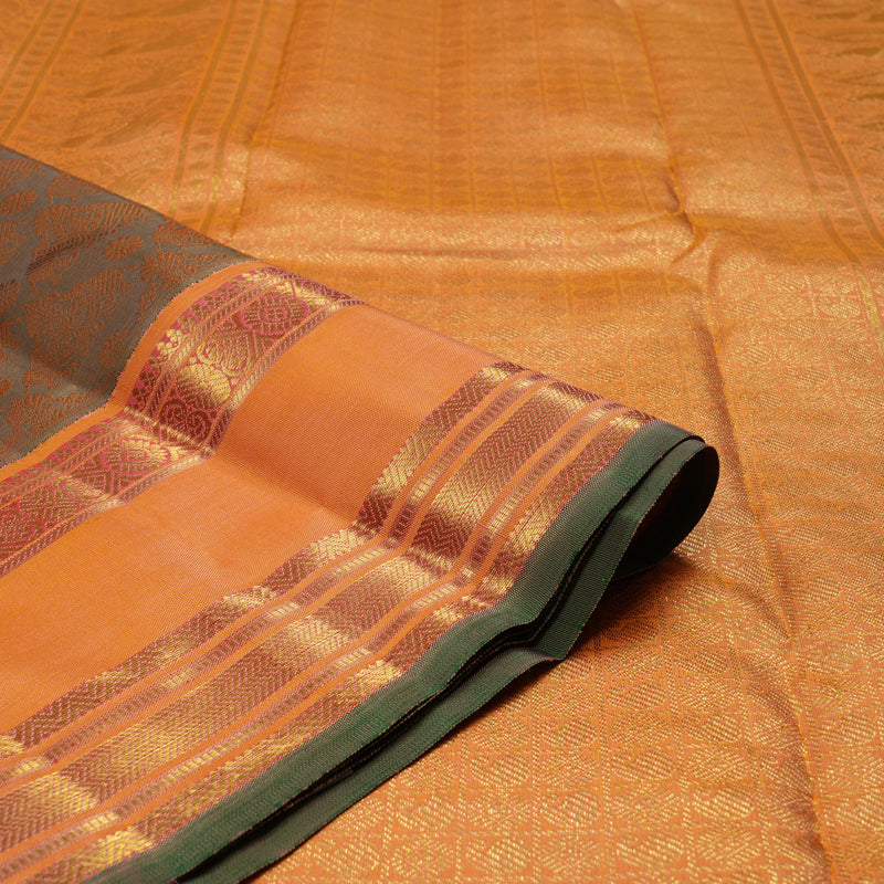 Hayagrivas Handloom Light Brown Kanjivaram Silk Saree with Mild Orange Border BE379-SBS