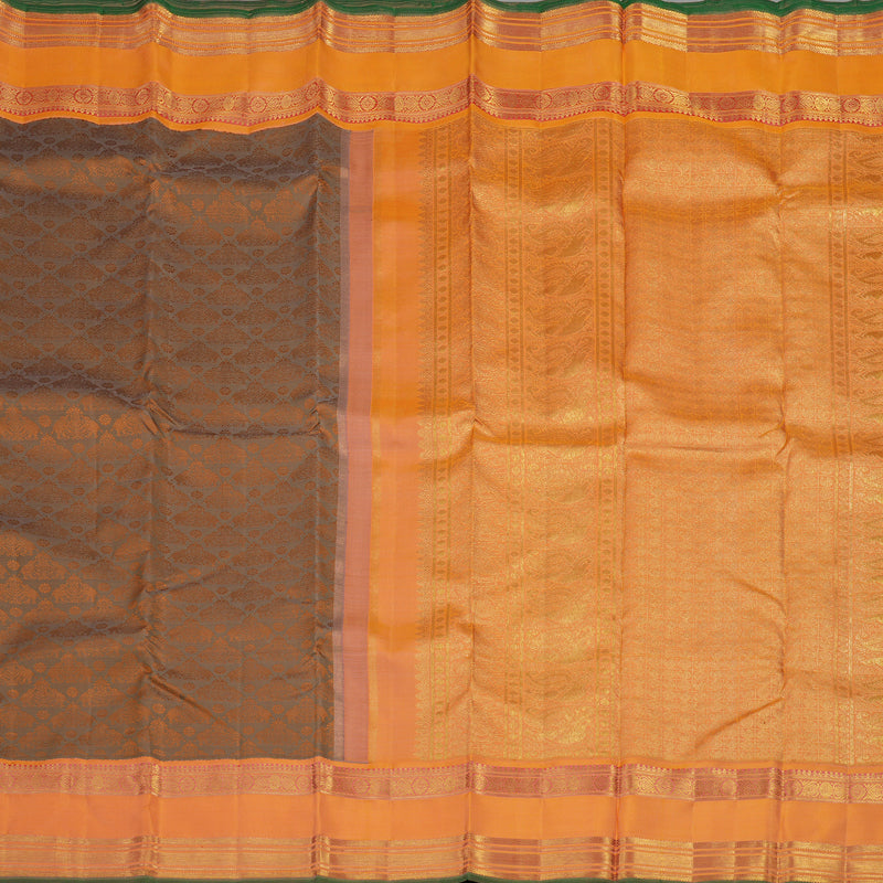 Hayagrivas Handloom Light Brown Kanjivaram Silk Saree with Mild Orange Border BE379-SBS