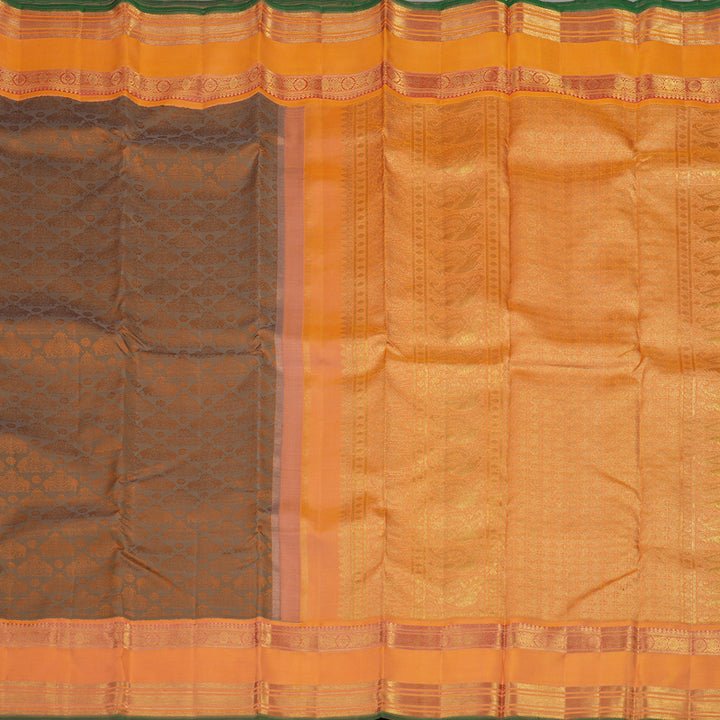 Hayagrivas Handloom Light Brown Kanjivaram Silk Saree with Mild Orange Border BE379-SBS