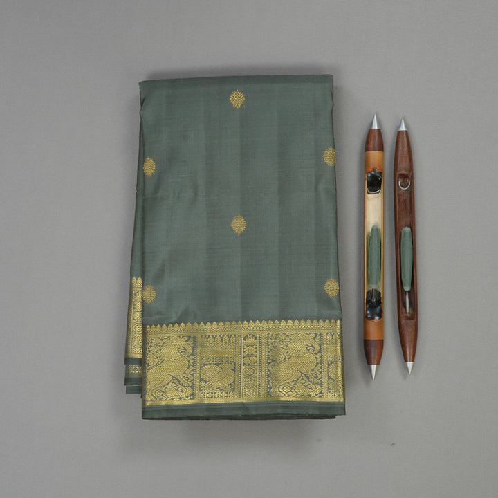 Hayagrivas Handloom Elephant Grey Kanjivaram Silk Saree BE381-SBS