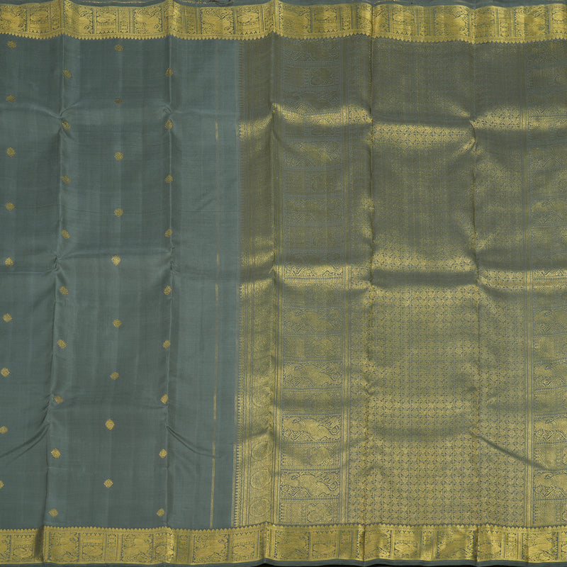 Hayagrivas Handloom Elephant Grey Kanjivaram Silk Saree BE381-SBS