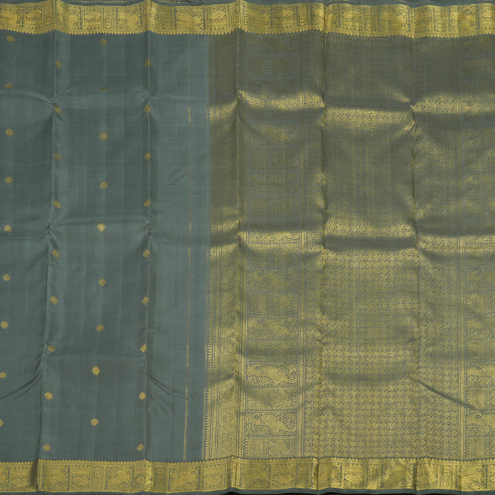 Hayagrivas Handloom Elephant Grey Kanjivaram Silk Saree BE381-SBS