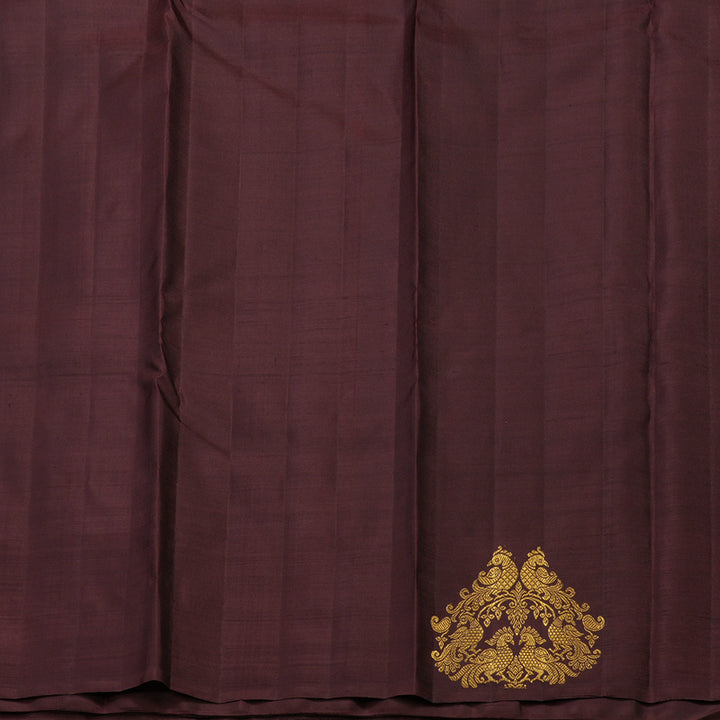 Hayagrivas Handloom Mehandi Green Kanjivaram Silk Saree with Wine Brown Border BE382-SBS
