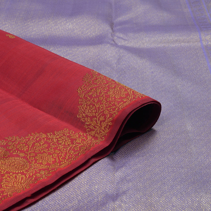 Hayagrivas Handloom Crimson Red Kanjivaram Silk Saree with Turning Border BE383-SBS