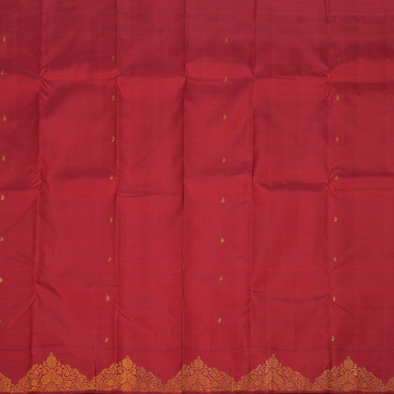 Hayagrivas Handloom Crimson Red Kanjivaram Silk Saree with Turning Border BE383-SBS