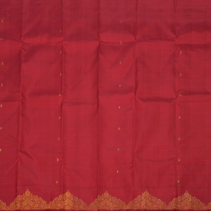 Hayagrivas Handloom Crimson Red Kanjivaram Silk Saree with Turning Border BE383-SBS
