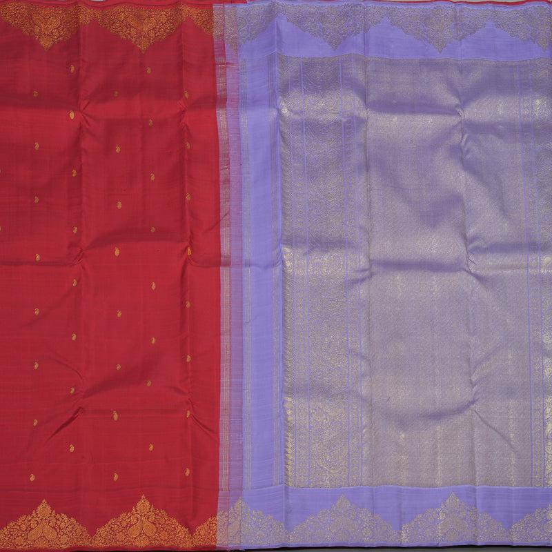 Hayagrivas Handloom Crimson Red Kanjivaram Silk Saree with Turning Border BE383-SBS