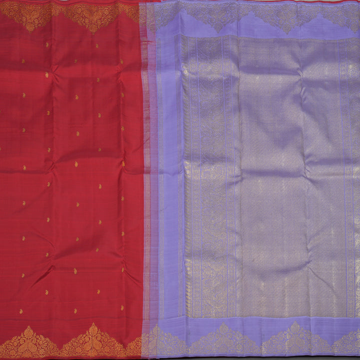 Hayagrivas Handloom Crimson Red Kanjivaram Silk Saree with Turning Border BE383-SBS