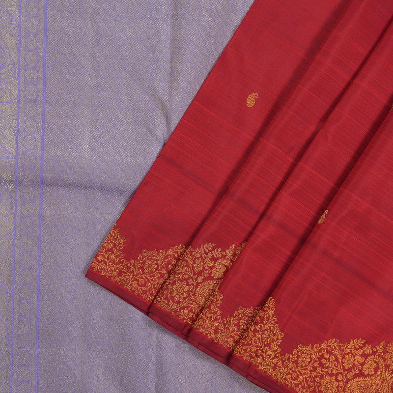 Hayagrivas Handloom Crimson Red Kanjivaram Silk Saree with Turning Border BE383-SBS