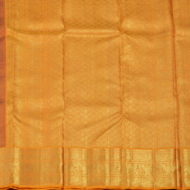 Hayagrivas Handloom Wine Purple Kanjivaram Silk Saree with Mango Orange Border BE384-SBS