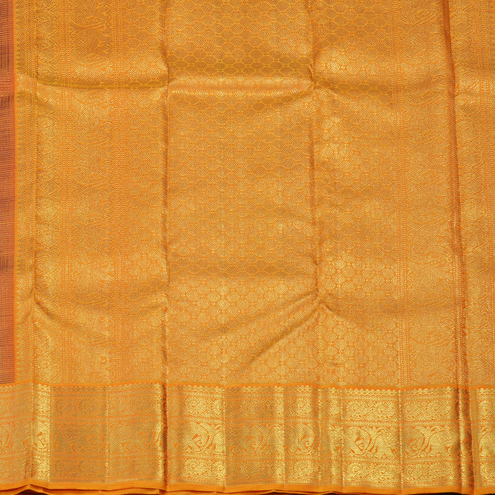 Hayagrivas Handloom Wine Purple Kanjivaram Silk Saree with Mango Orange Border BE384-SBS