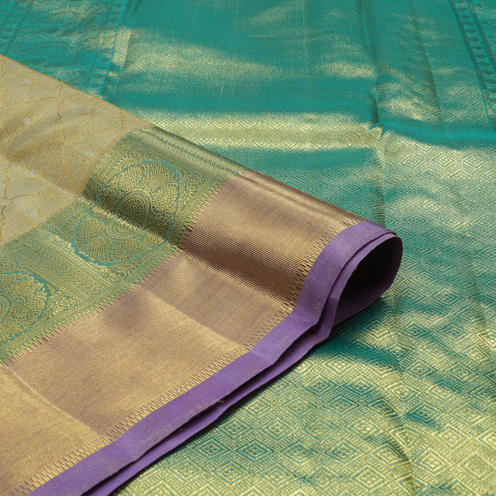 Hayagrivas Handloom Gold Tissue Kanjivaram with Gold and Teal Border BE385-SBS