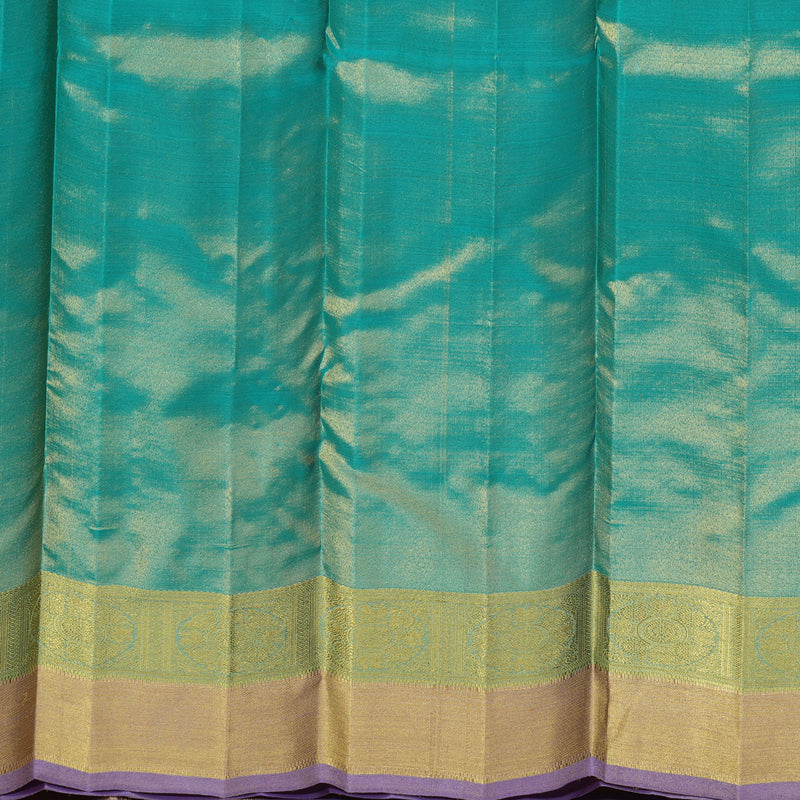 Hayagrivas Handloom Gold Tissue Kanjivaram with Gold and Teal Border BE385-SBS