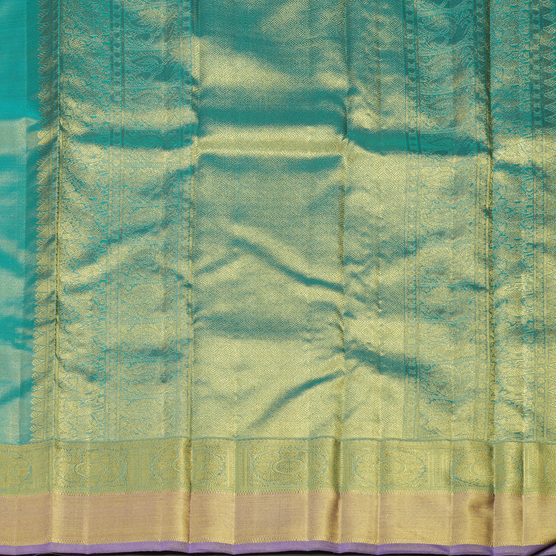 Hayagrivas Handloom Gold Tissue Kanjivaram with Gold and Teal Border BE385-SBS