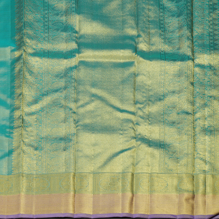 Hayagrivas Handloom Gold Tissue Kanjivaram with Gold and Teal Border BE385-SBS