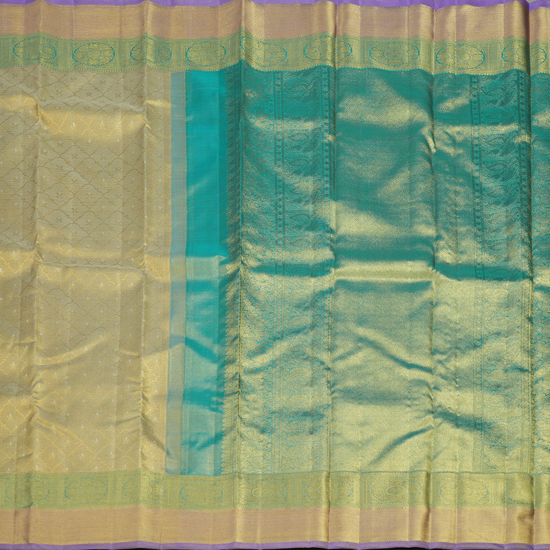 Hayagrivas Handloom Gold Tissue Kanjivaram with Gold and Teal Border BE385-SBS