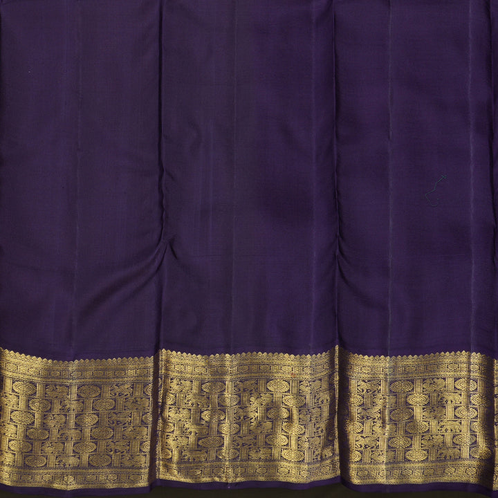 Hayagrivas Handloom Peach Orange Kanjivaram Silk Saree with Deep Violet Border BE392-SBS