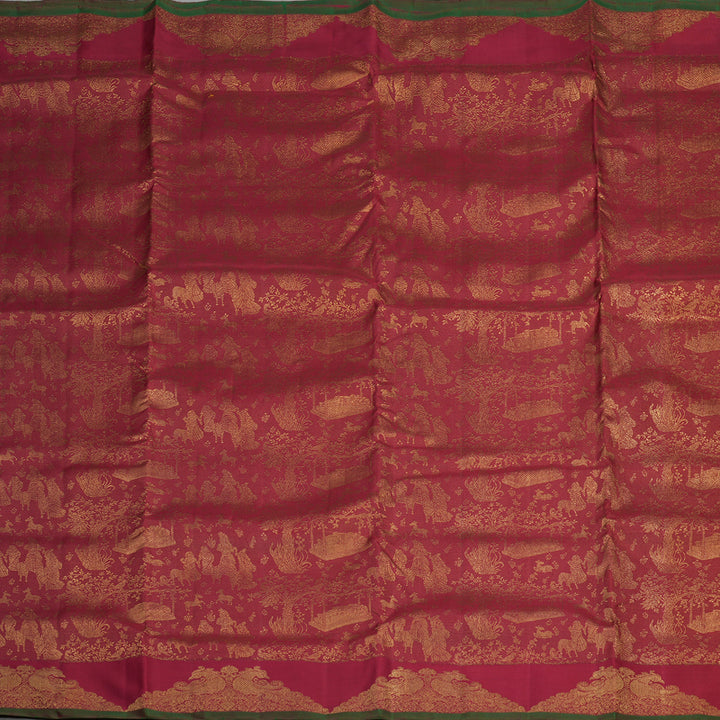 Hayagrivas Handloom Maroon Ten Yards Kanjivaram Silk Saree BE433-SBS