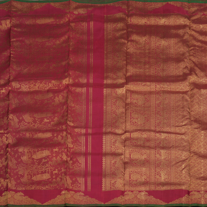 Hayagrivas Handloom Maroon Ten Yards Kanjivaram Silk Saree BE433-SBS