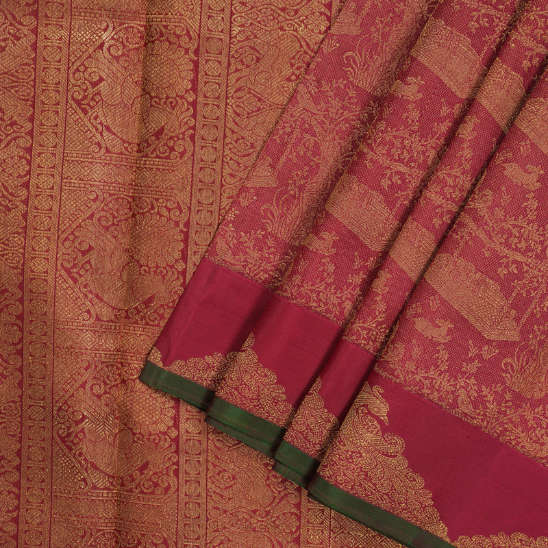 Hayagrivas Handloom Maroon Ten Yards Kanjivaram Silk Saree BE433-SBS