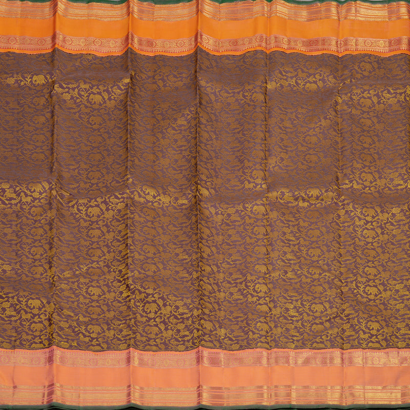 Hayagrivas Handloom Faded Purple Kanjivaram Silk Saree with Peach Orange Border BE434-SBS