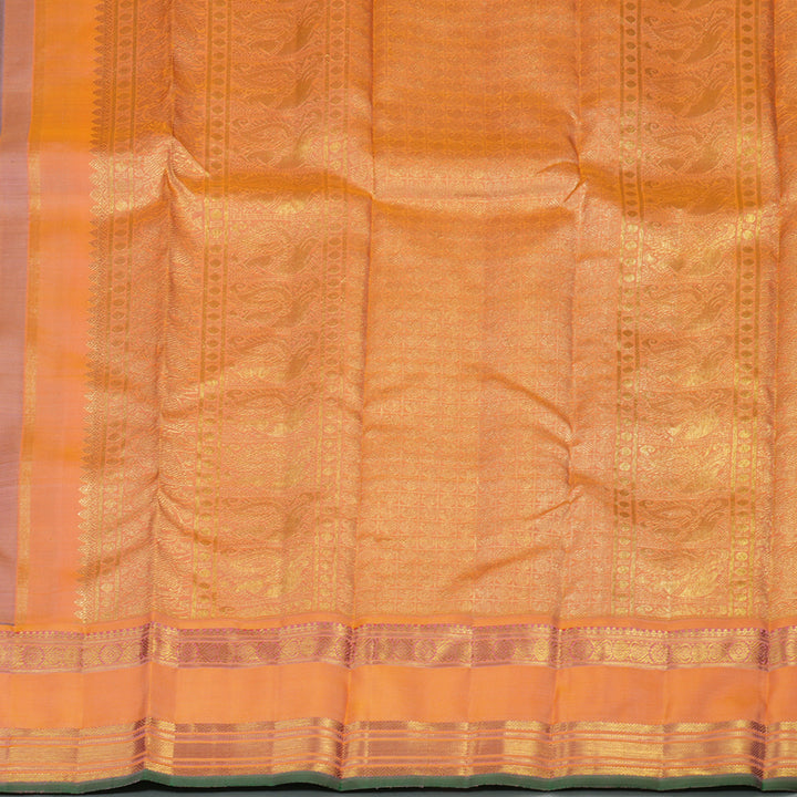 Hayagrivas Handloom Faded Purple Kanjivaram Silk Saree with Peach Orange Border BE434-SBS