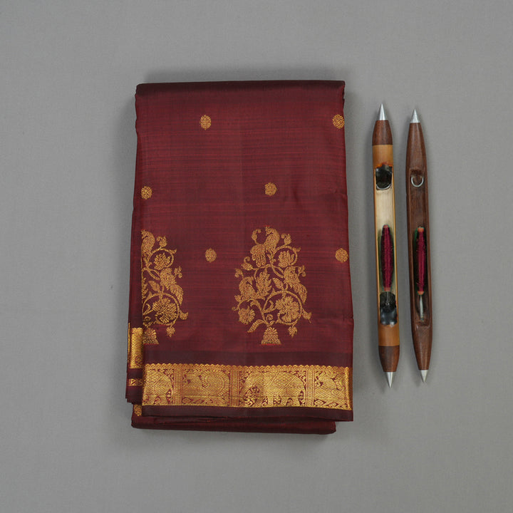 Hayagrivas Handloom Araku Maroon Kanjivaram Silk Saree BE435-SBS