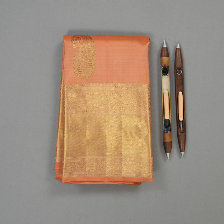 Hayagrivas Handloom Peach Orange Kanjivaram Silk Saree BE439-SBS