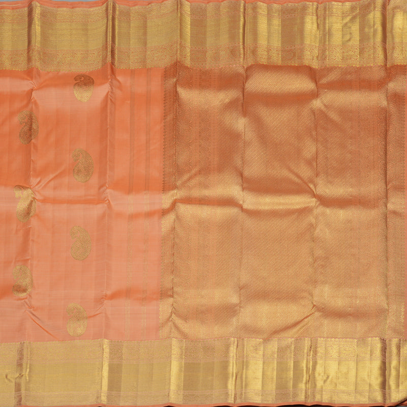 Hayagrivas Handloom Peach Orange Kanjivaram Silk Saree BE439-SBS