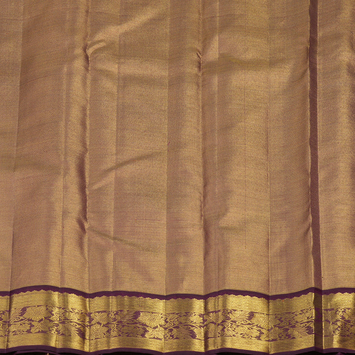 Hayagrivas Handloom Golden Violet Kanjivaram Silk Saree with Violet Border BE447-SBS