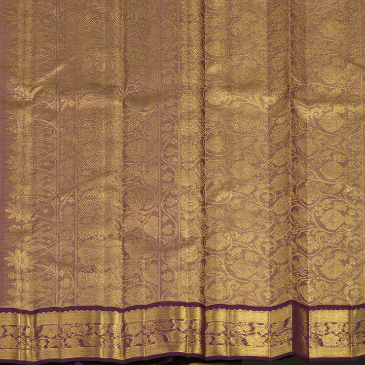 Hayagrivas Handloom Golden Violet Kanjivaram Silk Saree with Violet Border BE447-SBS