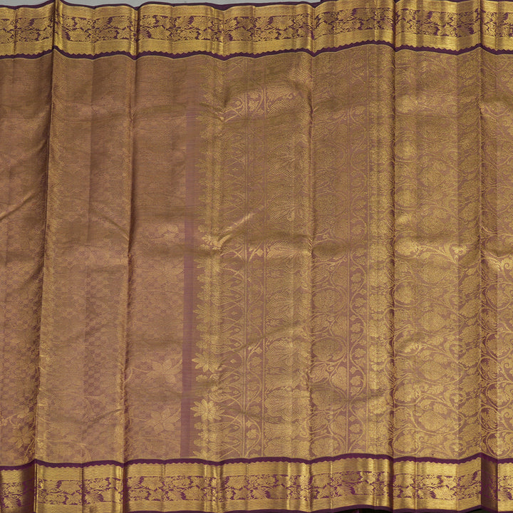 Hayagrivas Handloom Golden Violet Kanjivaram Silk Saree with Violet Border BE447-SBS