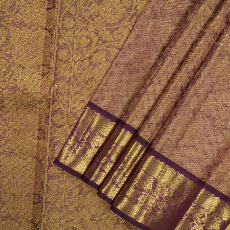 Hayagrivas Handloom Golden Violet Kanjivaram Silk Saree with Violet Border BE447-SBS