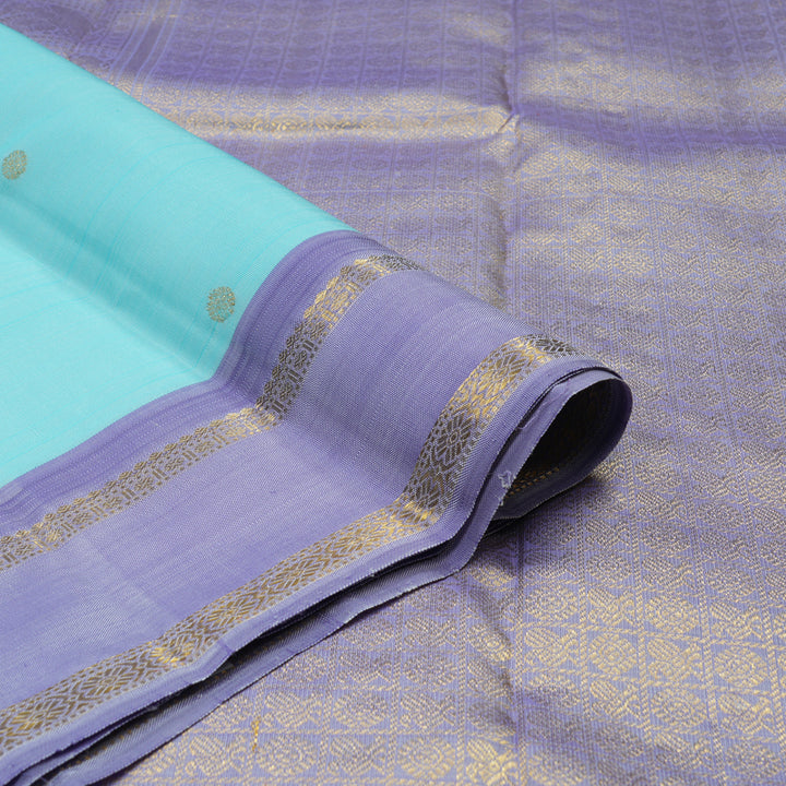 Hayagrivas Handloom Sky Blue Kanjivaram Silk Saree with Lavendar Border BE452-SBS