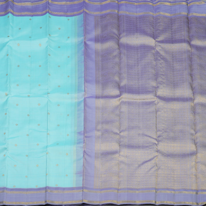 Hayagrivas Handloom Sky Blue Kanjivaram Silk Saree with Lavendar Border BE452-SBS