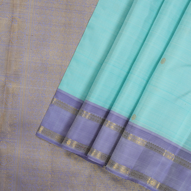 Hayagrivas Handloom Sky Blue Kanjivaram Silk Saree with Lavendar Border BE452-SBS