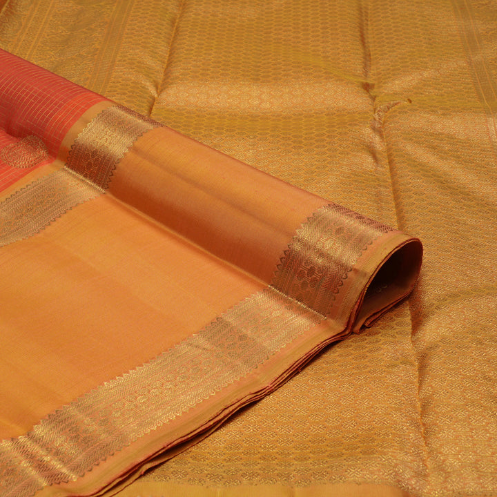 Hayagrivas Handloom Orange Kanjivaram Silk Saree with Mango Yellow Border BE455-SBS