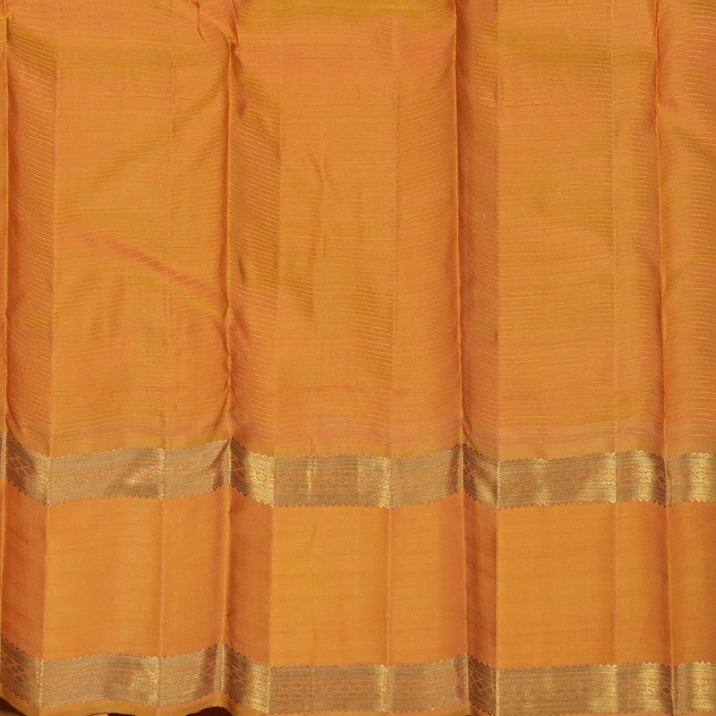 Hayagrivas Handloom Orange Kanjivaram Silk Saree with Mango Yellow Border BE455-SBS