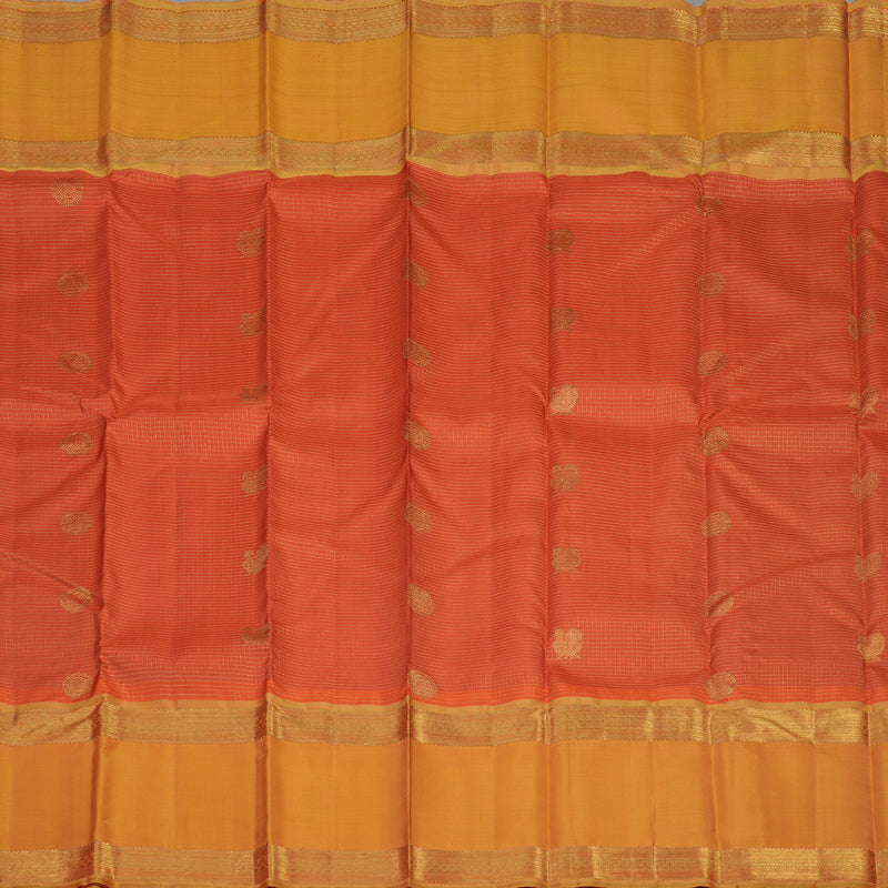 Hayagrivas Handloom Orange Kanjivaram Silk Saree with Mango Yellow Border BE455-SBS