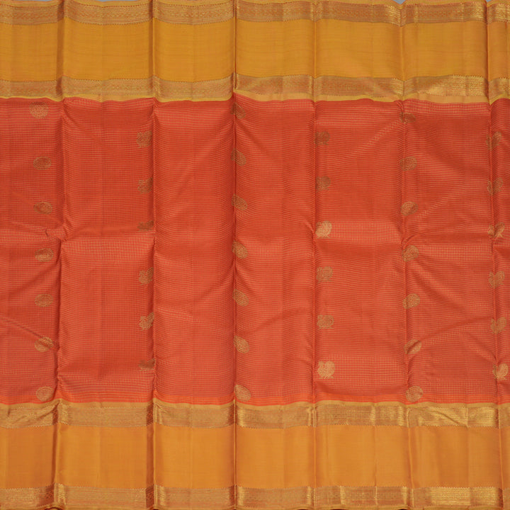 Hayagrivas Handloom Orange Kanjivaram Silk Saree with Mango Yellow Border BE455-SBS