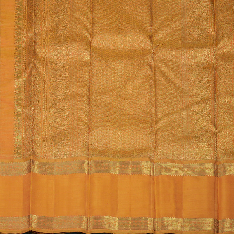 Hayagrivas Handloom Orange Kanjivaram Silk Saree with Mango Yellow Border BE455-SBS