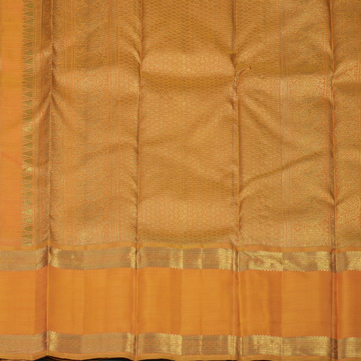 Hayagrivas Handloom Orange Kanjivaram Silk Saree with Mango Yellow Border BE455-SBS
