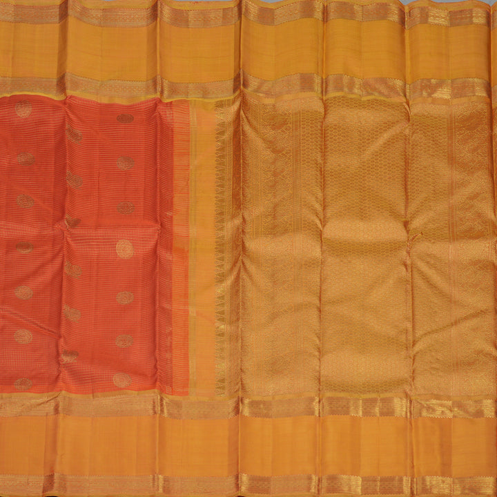 Hayagrivas Handloom Orange Kanjivaram Silk Saree with Mango Yellow Border BE455-SBS