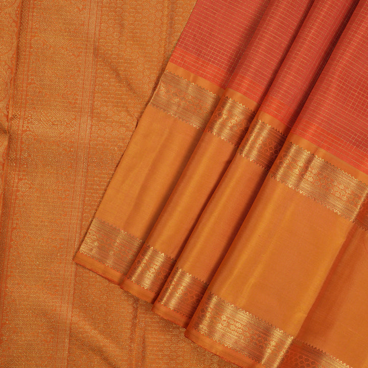 Hayagrivas Handloom Orange Kanjivaram Silk Saree with Mango Yellow Border BE455-SBS